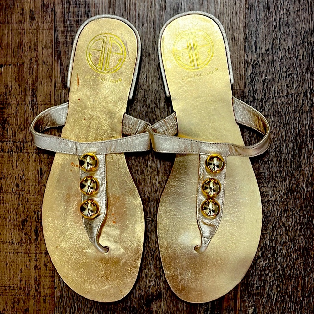 Lilly Pulitzer gold sandals